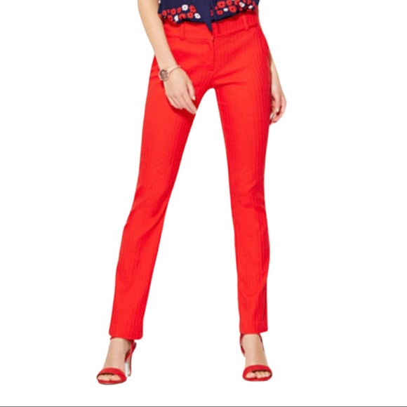 7th Avenue New York & Company Design Studio Pants Stretchy Bright Red Size 8 - Picture 1 of 16
